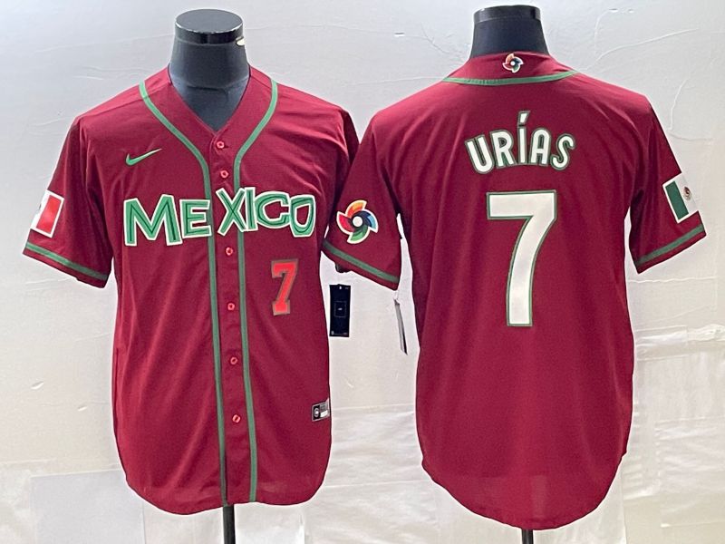 Men 2023 World Cub Mexico #7 Urias Red white Nike MLB Jersey9->more jerseys->MLB Jersey